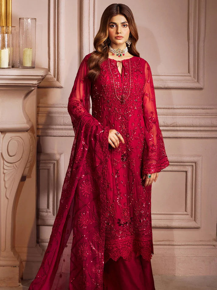 Heavy Embroidered Organza 3 pcs Unstitched Suit