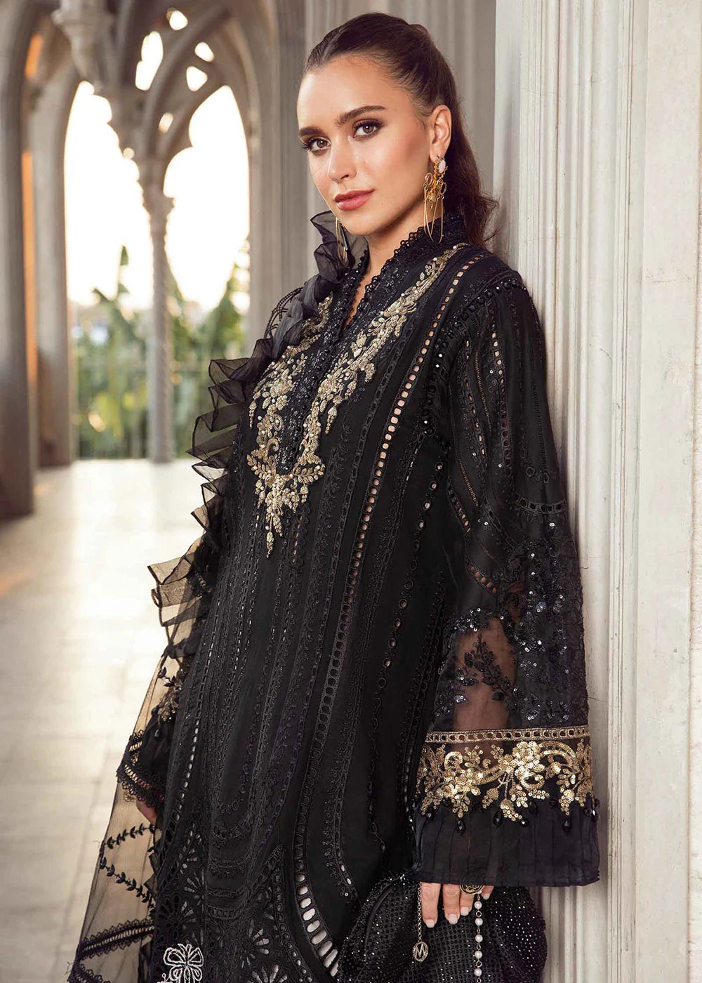 3 Piece Premium Embroidered Chikankari Lawn Suit with Embroidered Net Dupatta - Unstitched