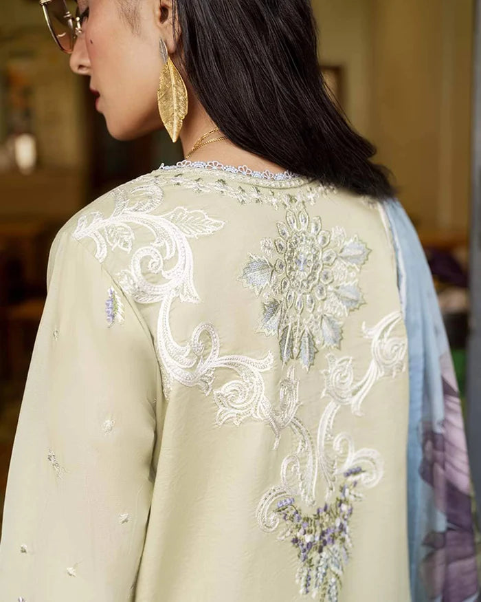 EMBROIDERED LAWN WITH SILK DUPATTA - Unstitched