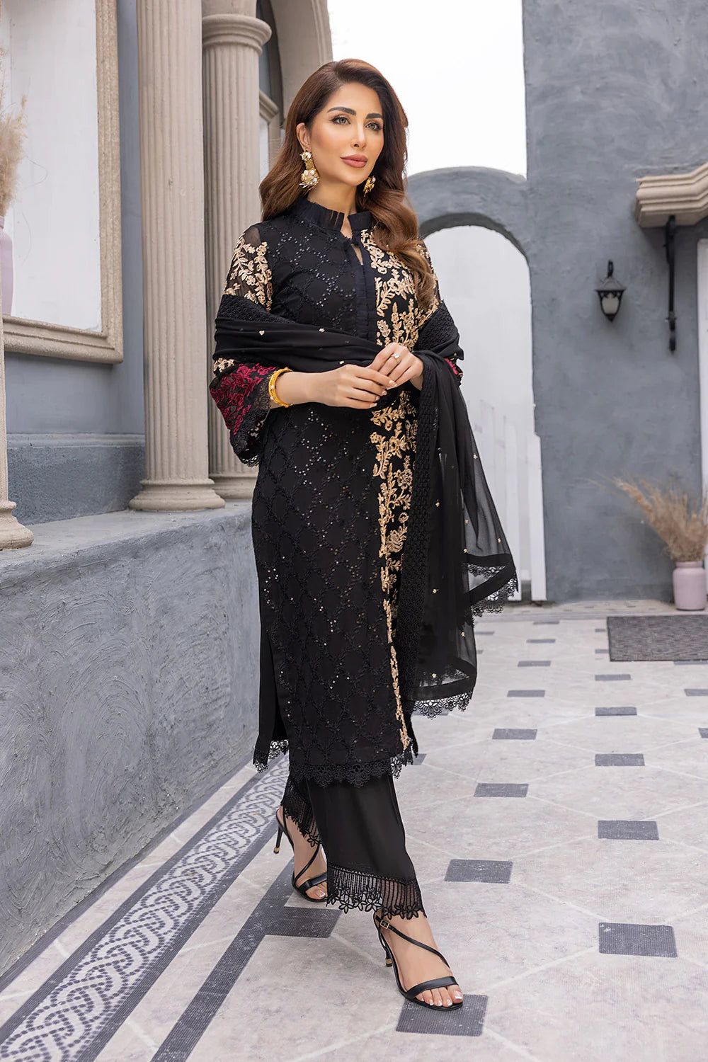 Heavy Embroidered Chiffon 3 pcs unstiched suit