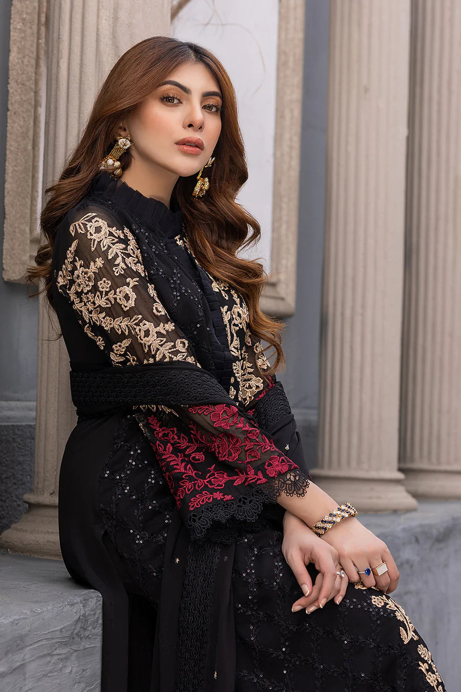 Heavy Embroidered Chiffon 3 pcs unstiched suit