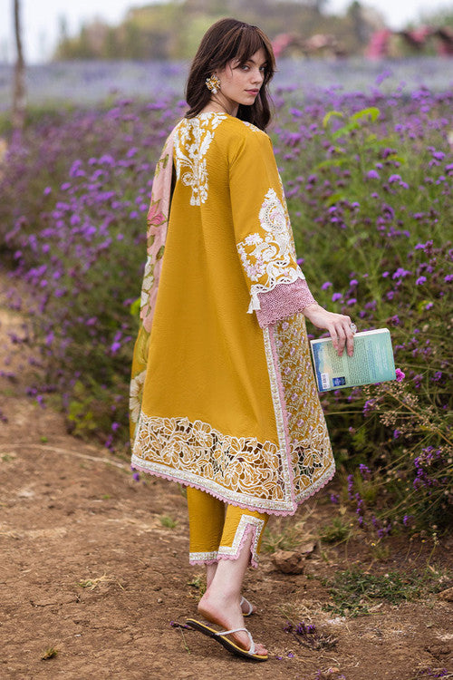 3 Piece Heavy Embroidered Chikankari Lawn Suit with Digital Printed Silk Dupatta - Unstitched