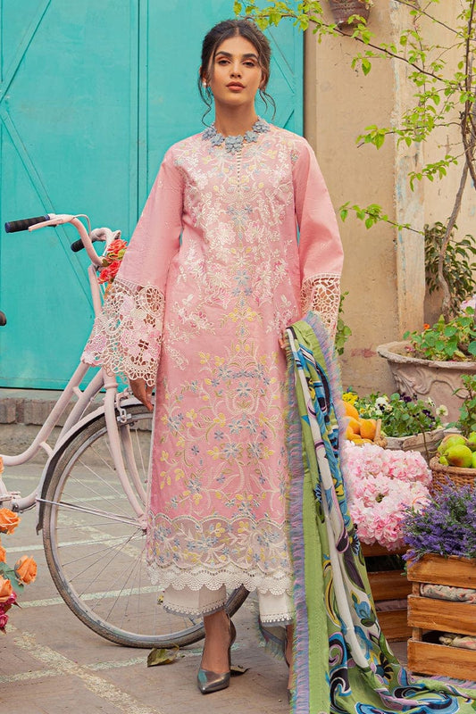 EMBROIDERED SHIRT WITH CHIFFON DUPATTA - Unstitched