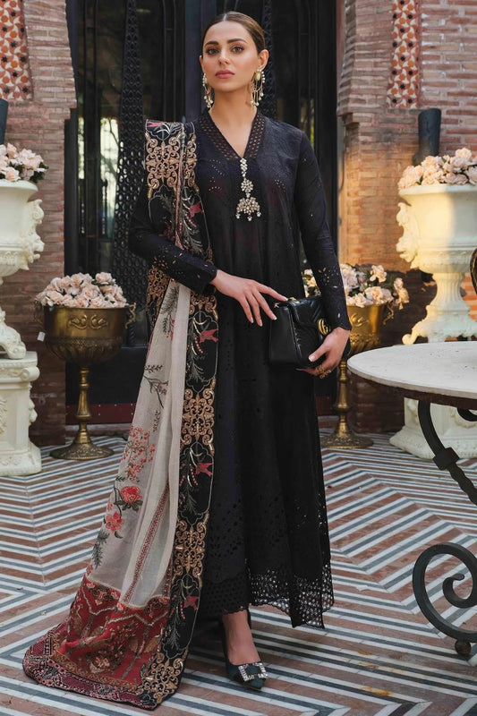 3 Pc Heavy Embroidered Lawn Shiflli Chikankari Suit with Floral Printed Dupatta - Unstitched