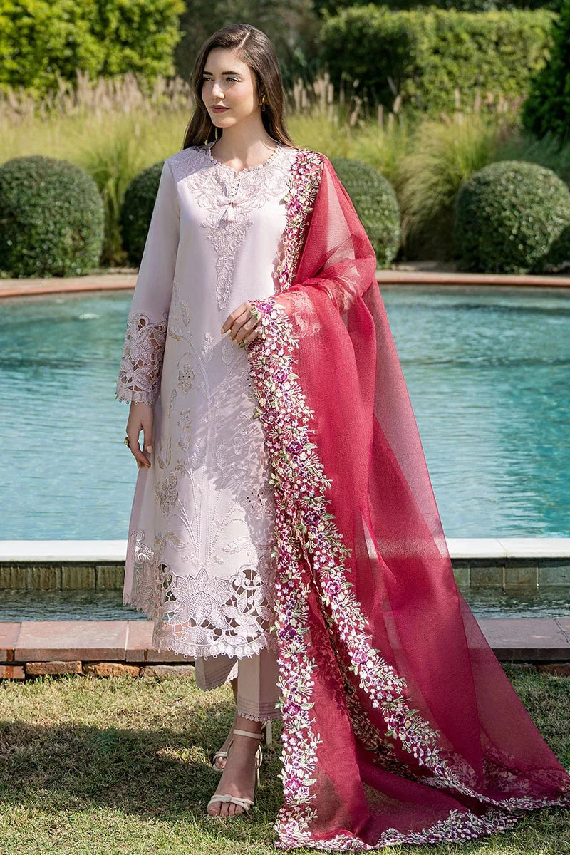 EMBROIDERED COTTON SHIRT WITH ORGANZA DUPATTA - Unstitched