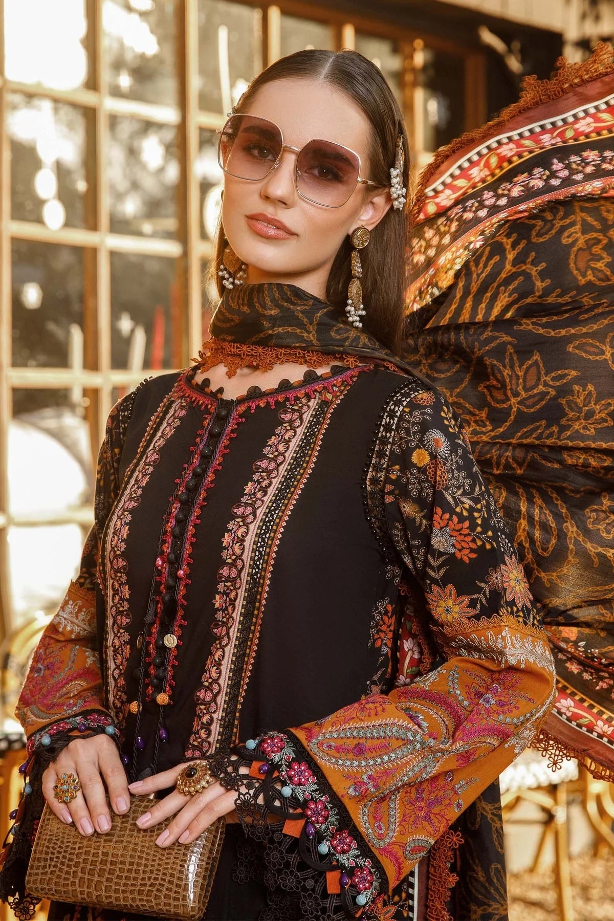 3 Piece Lawn Heavy Embroidery and Digital Printed Suit with Chiffon Dupatta - Unstitched