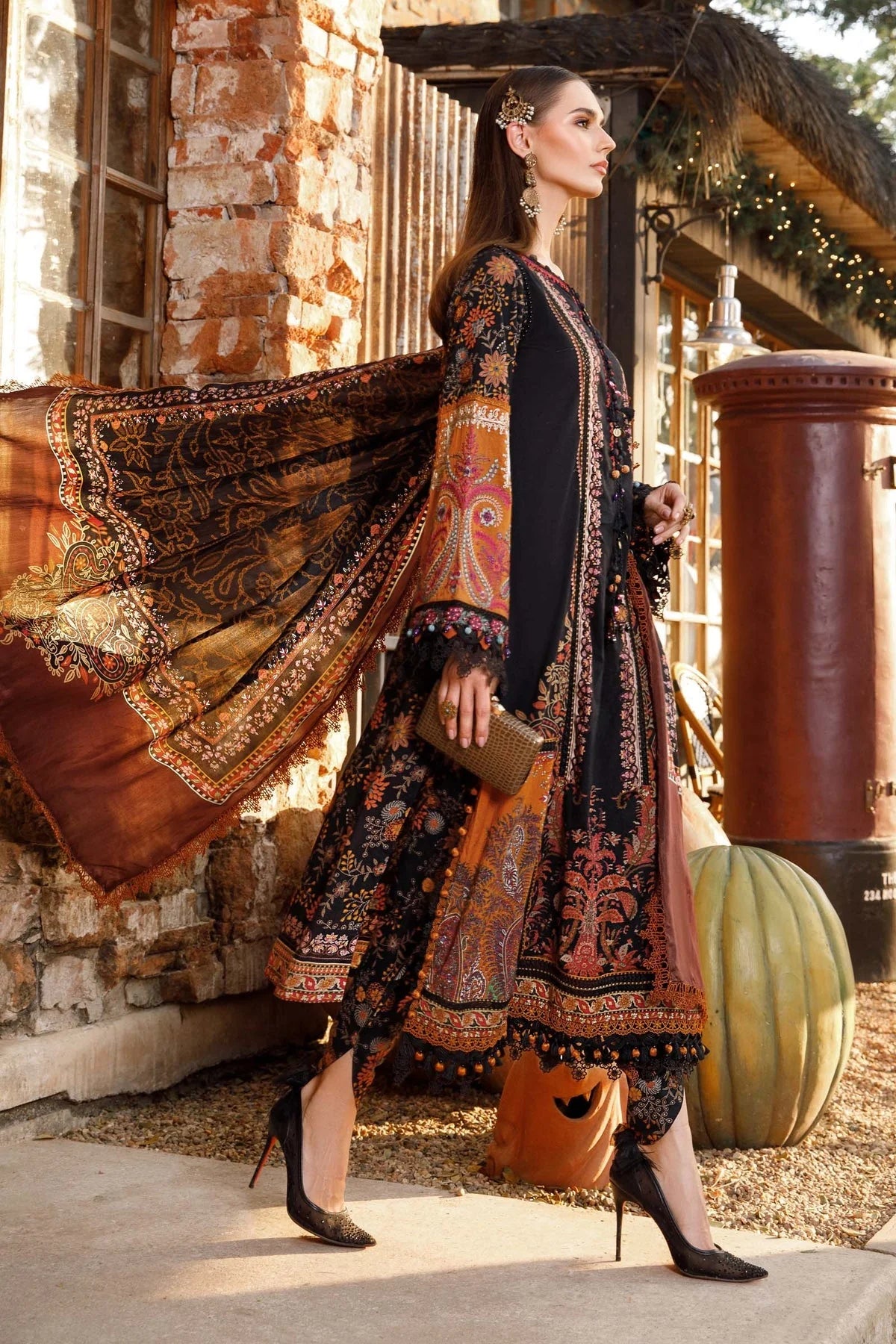 3 Piece Lawn Heavy Embroidery and Digital Printed Suit with Chiffon Dupatta - Unstitched