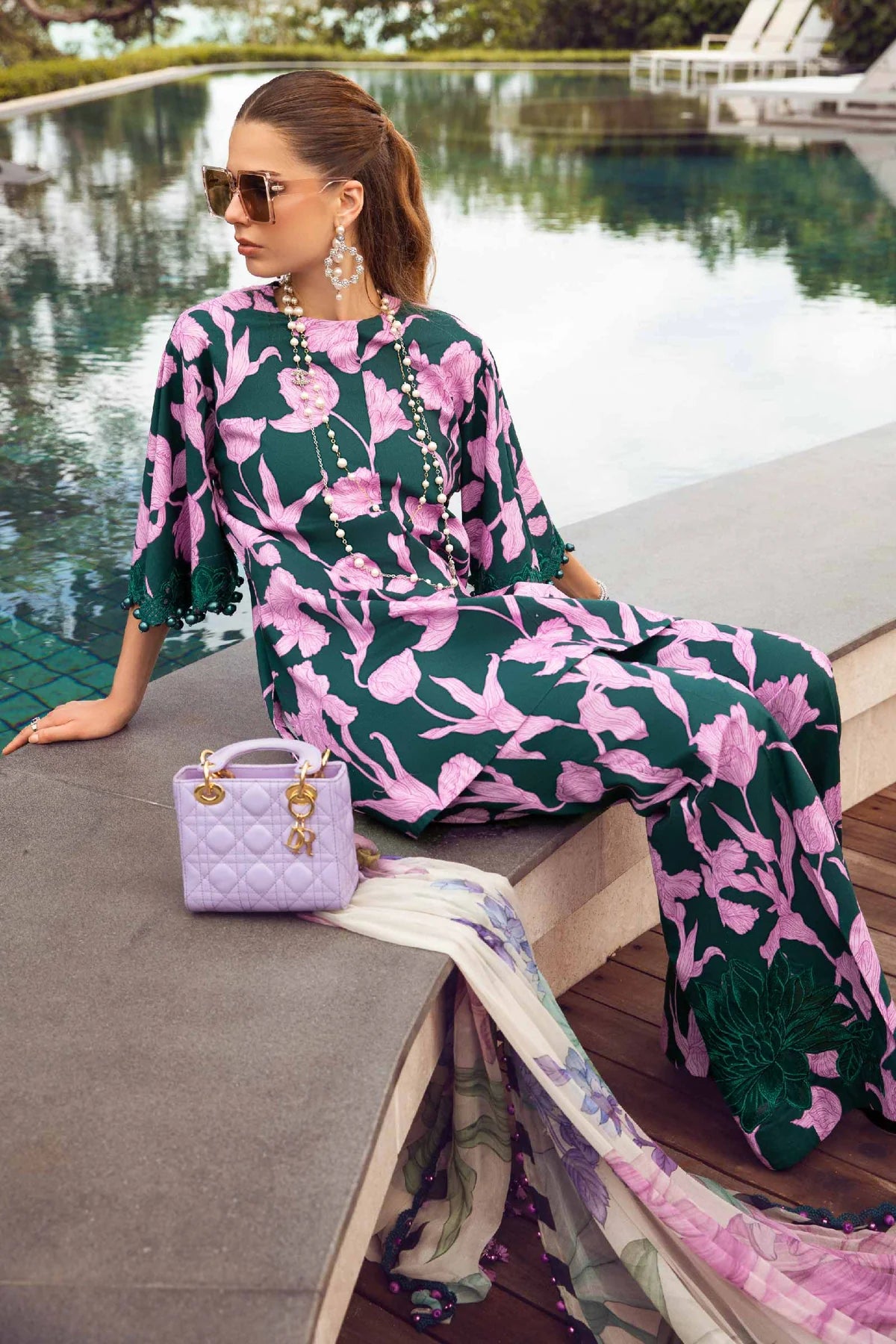 Floral Digital printed 3Pcs swiss lawn suit