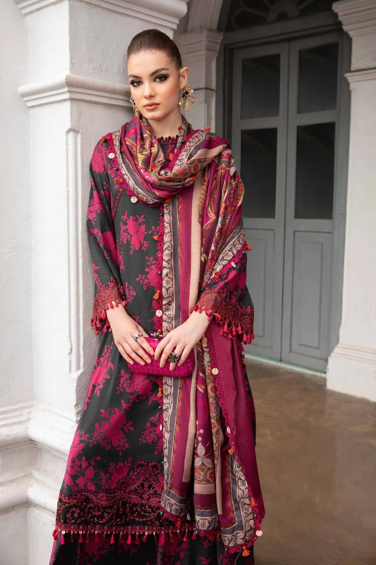 3 Piece Digital Printed and Heavy Embroidery Lawn Suit with Chiffon Dupatta - Unstitched