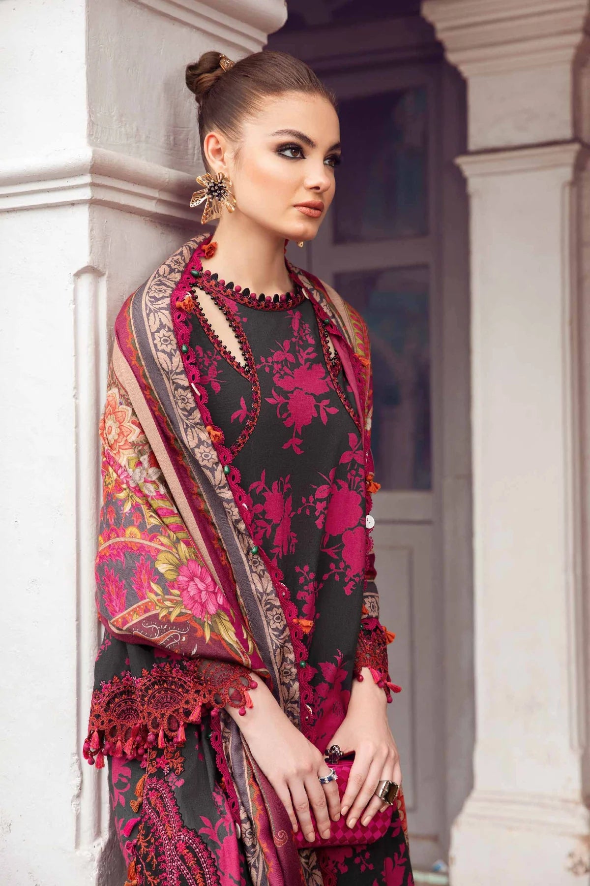 3 Piece Digital Printed and Heavy Embroidery Lawn Suit with Chiffon Dupatta - Unstitched