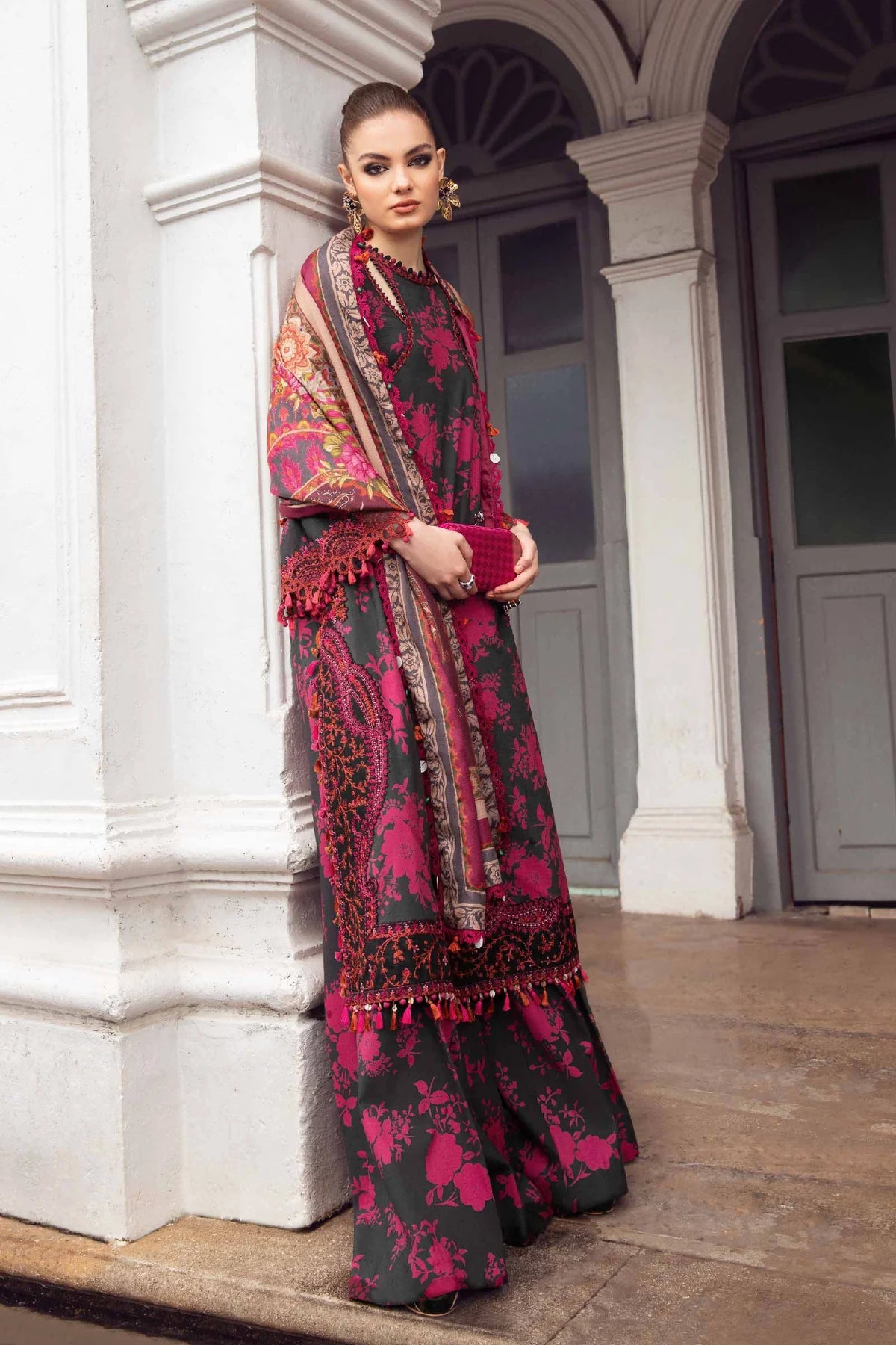 3 Piece Digital Printed and Heavy Embroidery Lawn Suit with Chiffon Dupatta - Unstitched