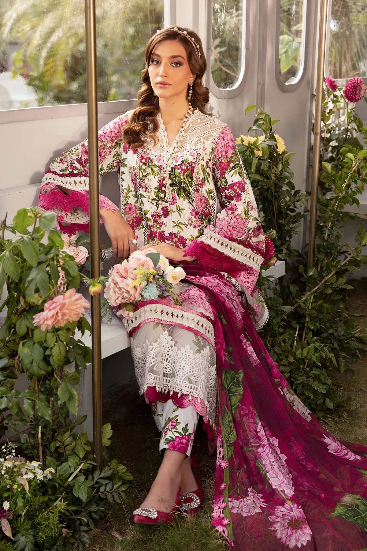 3 Piece Heavy Embroidery Lawn Suit with Chiffon Dupatta - Unstitched