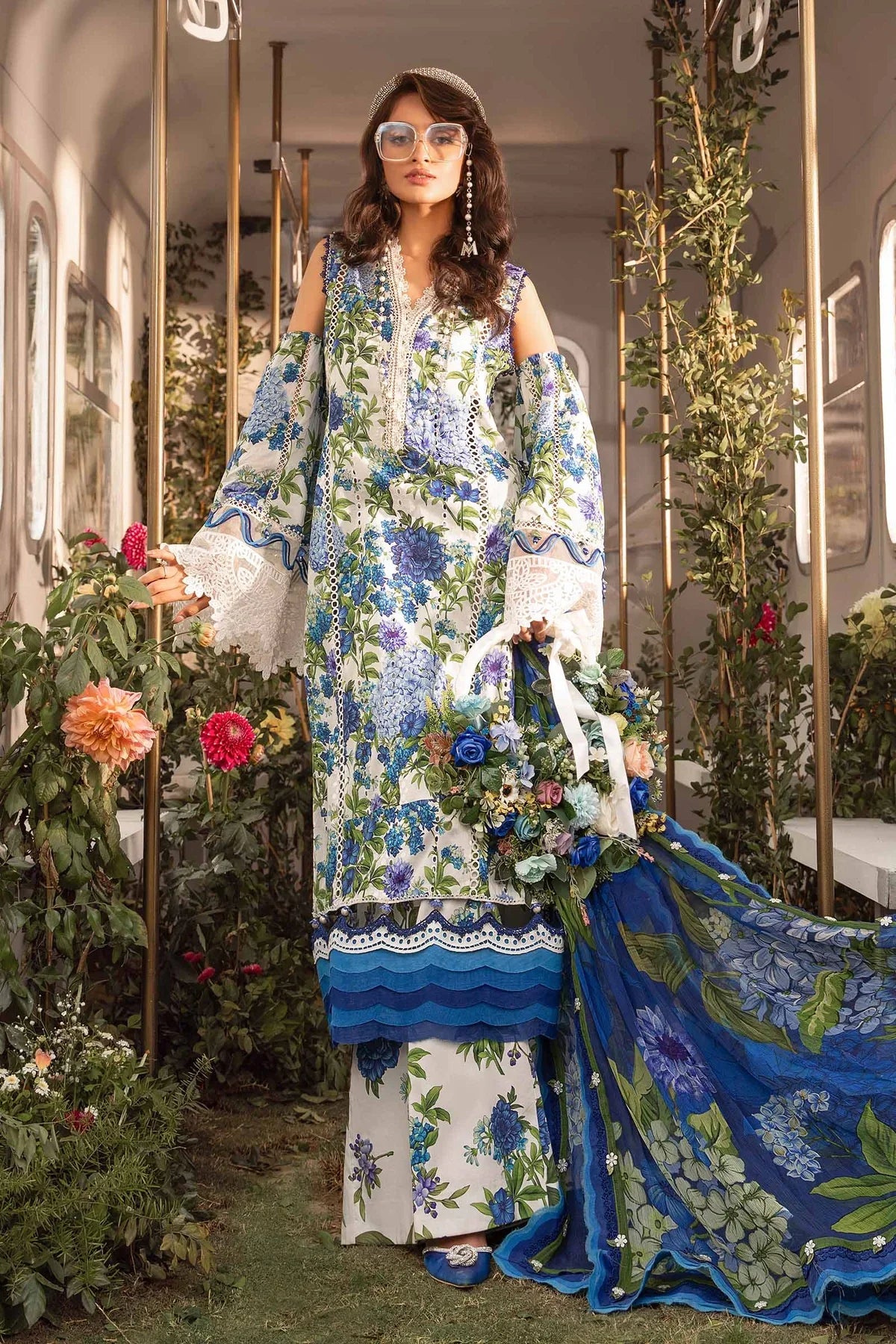 3 Piece Heavy Embroidery Lawn Suit with Chiffon Dupatta - Unstitched