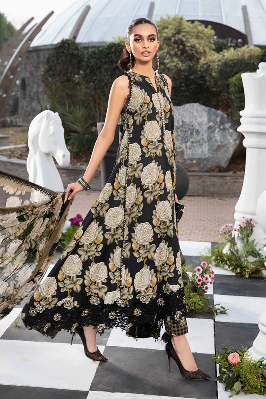 3 Piece Heavy Embroidery with Digital Printed Lawn Suit with Chiffon Dupatta - Unstitched