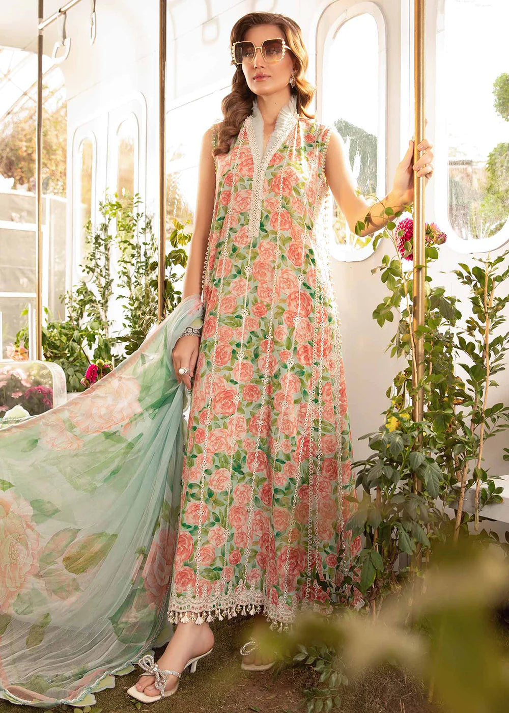 3 Piece Heavy Embroidery with Spangle Lawn Suit with Chiffon Dupatta - Unstitched