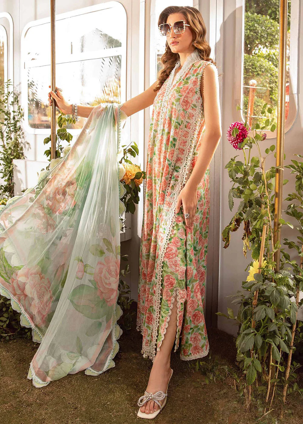 3 Piece Heavy Embroidery with Spangle Lawn Suit with Chiffon Dupatta - Unstitched