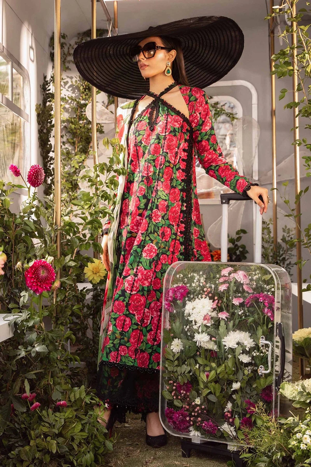 3 Piece Lawn Digital Printed and Embroidered Suit With Chiffon Dupatta - Unstitched