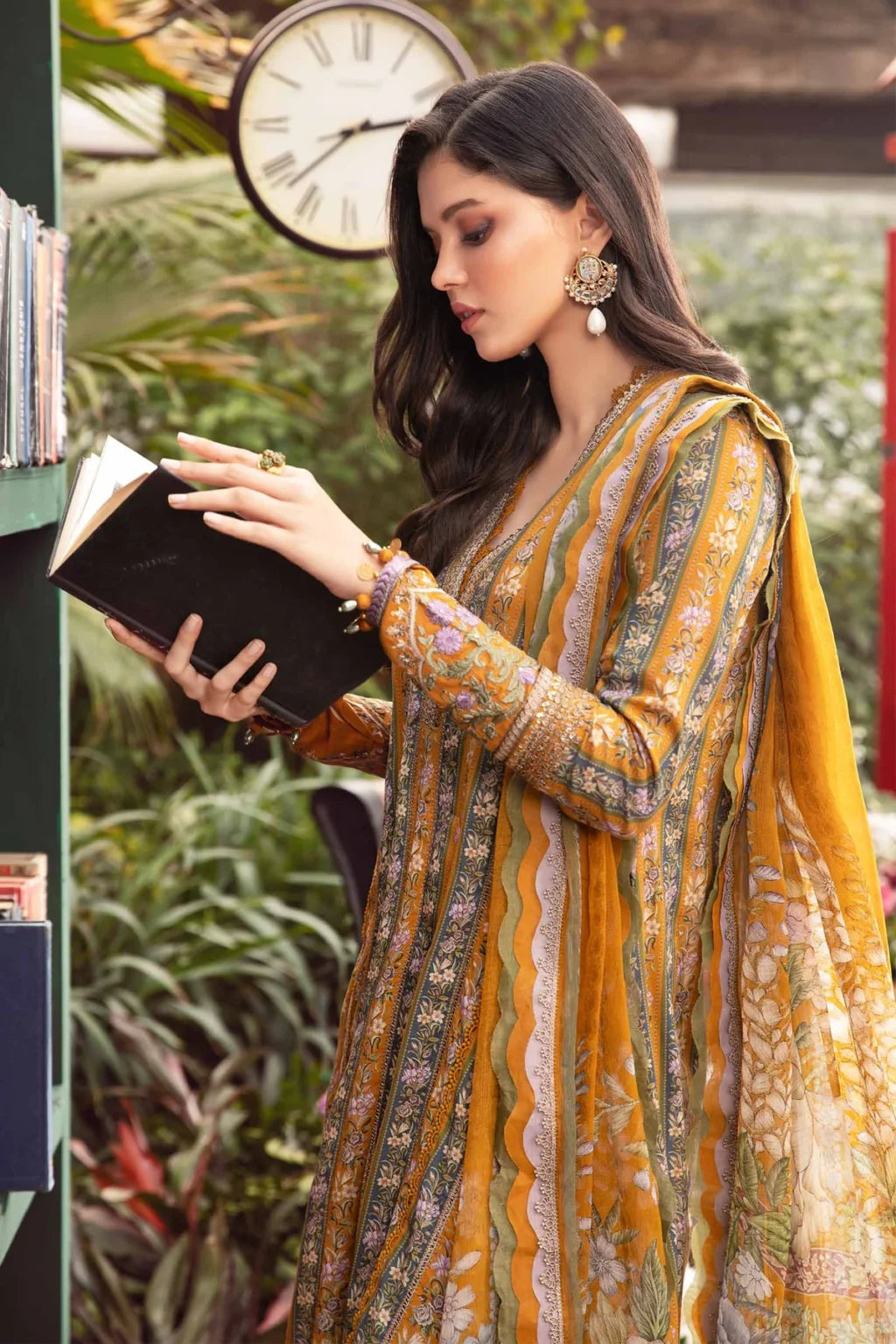 3 Piece Heavy Embroidery Lawn Suit with Spangle Work with Chiffon Dupatta - Unstitched