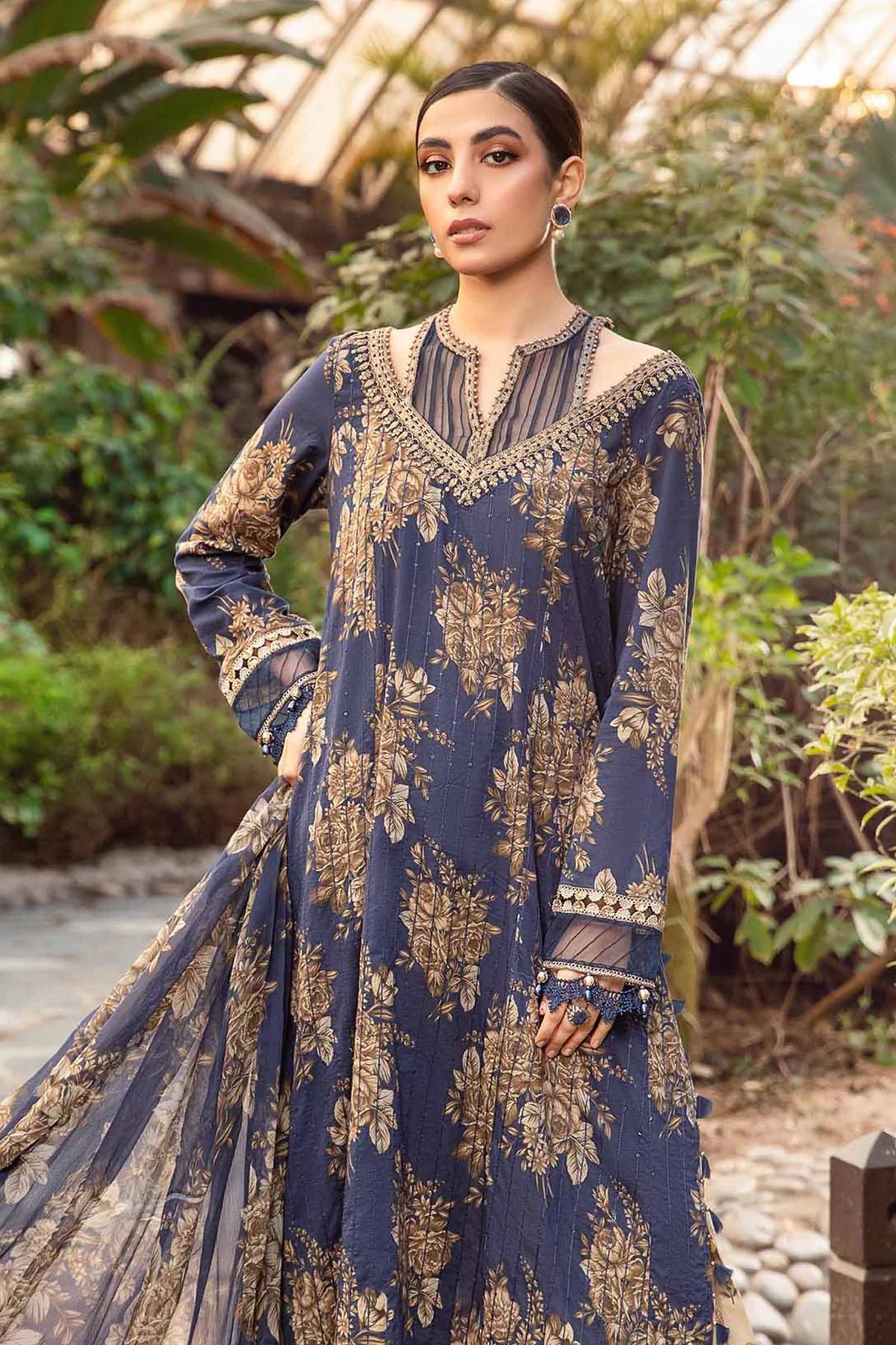 3 Piece Digital Printed and Embroidery Lawn Suit With Chiffon Dupatta - Unstitched