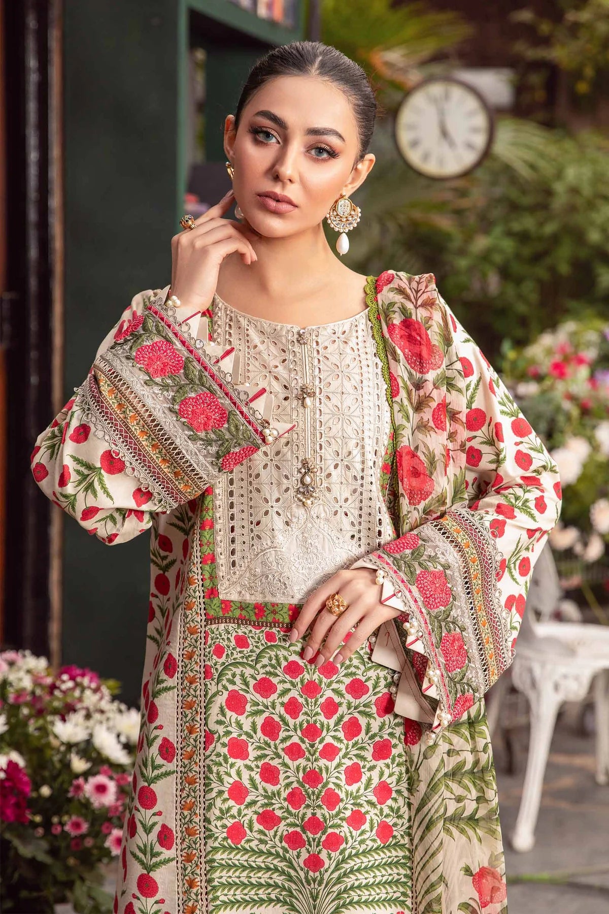 3 Piece Heavy Embroidery and Digital Printed Lawn Suit With Silk Dupatta - Unstitched