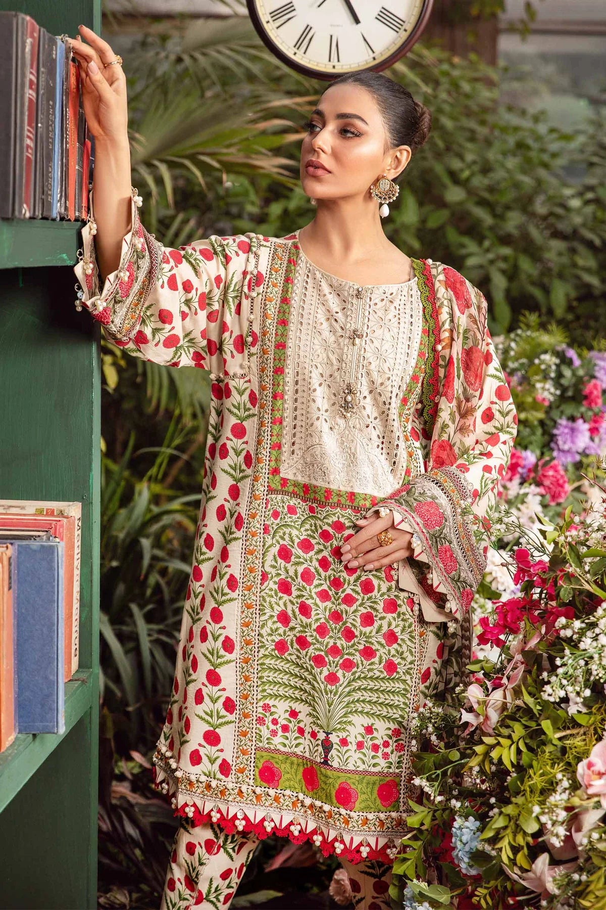 3 Piece Heavy Embroidery and Digital Printed Lawn Suit With Silk Dupatta - Unstitched