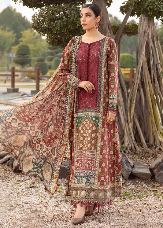 3 Piece Heavy Embroidery and Digital Printed Lawn Suit With Diamond Dupatta - Unstitched