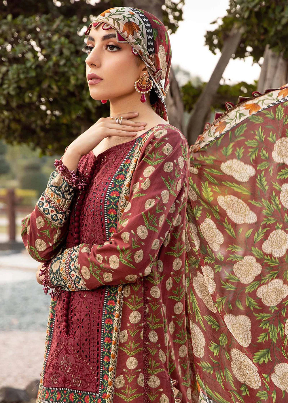 3 Piece Heavy Embroidery and Digital Printed Lawn Suit With Diamond Dupatta - Unstitched