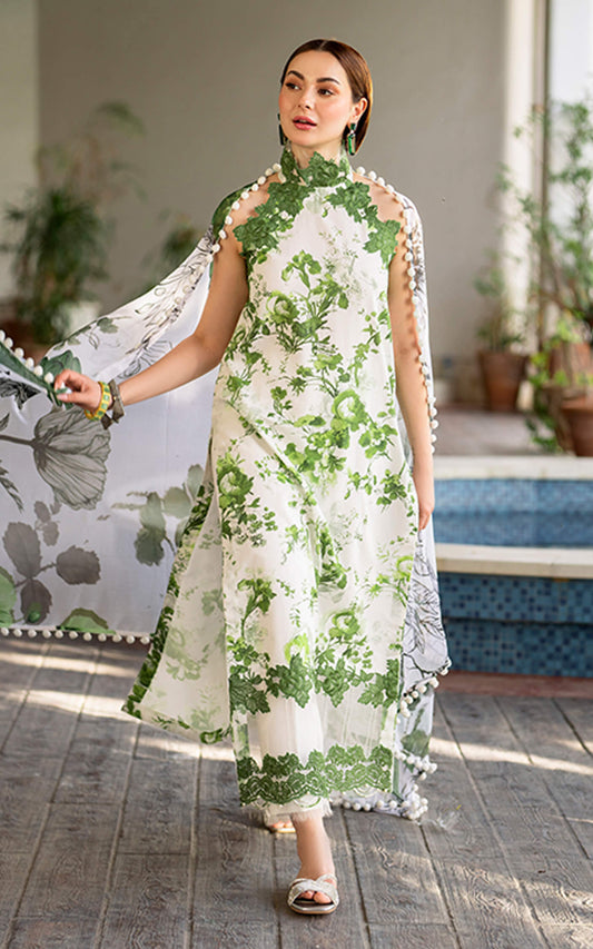 3 Pc Printed Swiss Lawn Suit With Silk Digital Dupatta - Unstitched