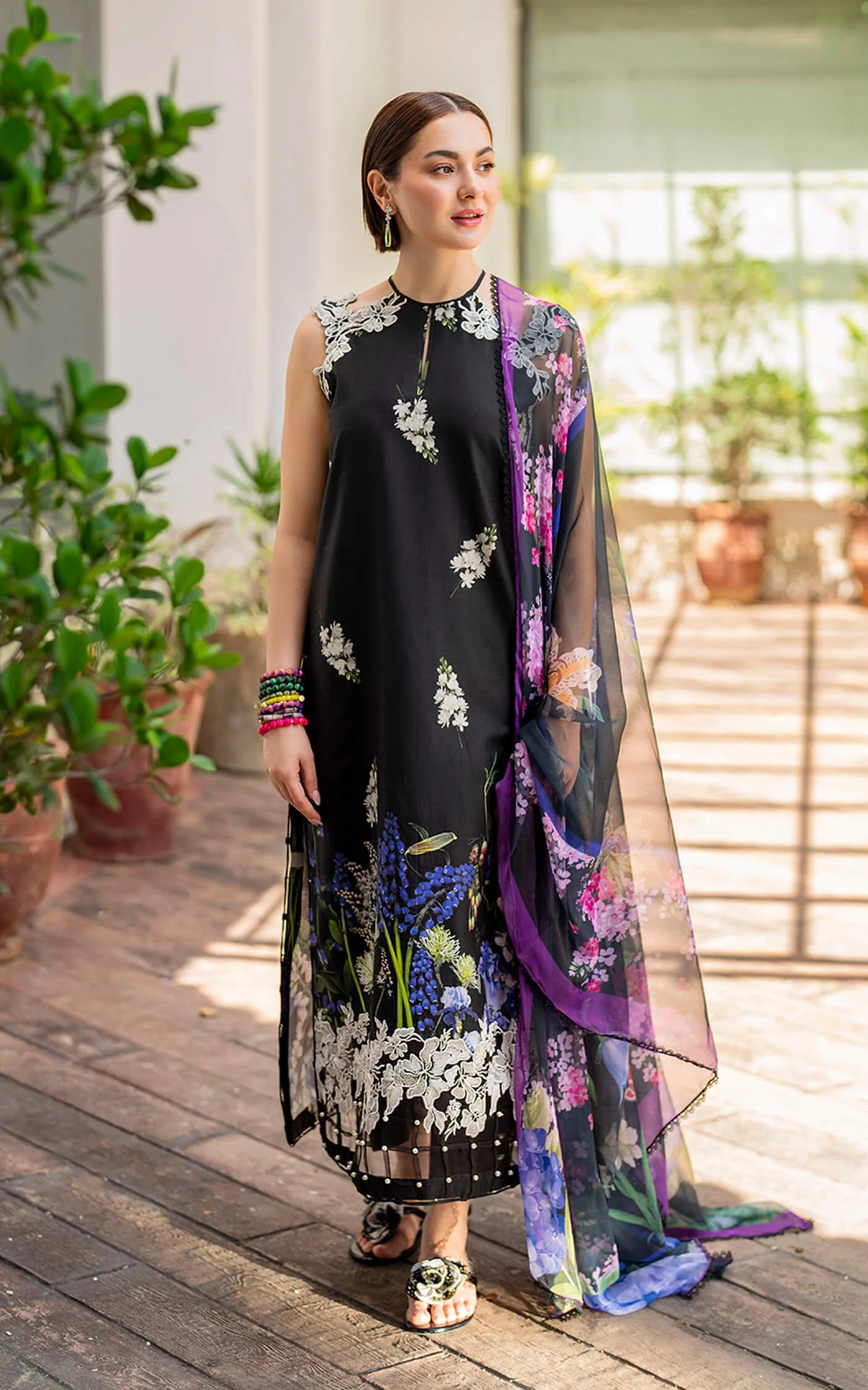 3 Piece Printed Lawn Suit with Chiffon Dupatta - Unstitched