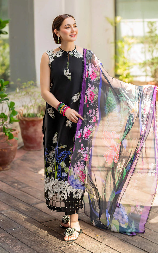 3 Piece Printed Lawn Suit with Chiffon Dupatta - Unstitched