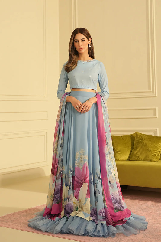 3 Piece Unstitched Soft and Flowy Silk Suit - Unstitched