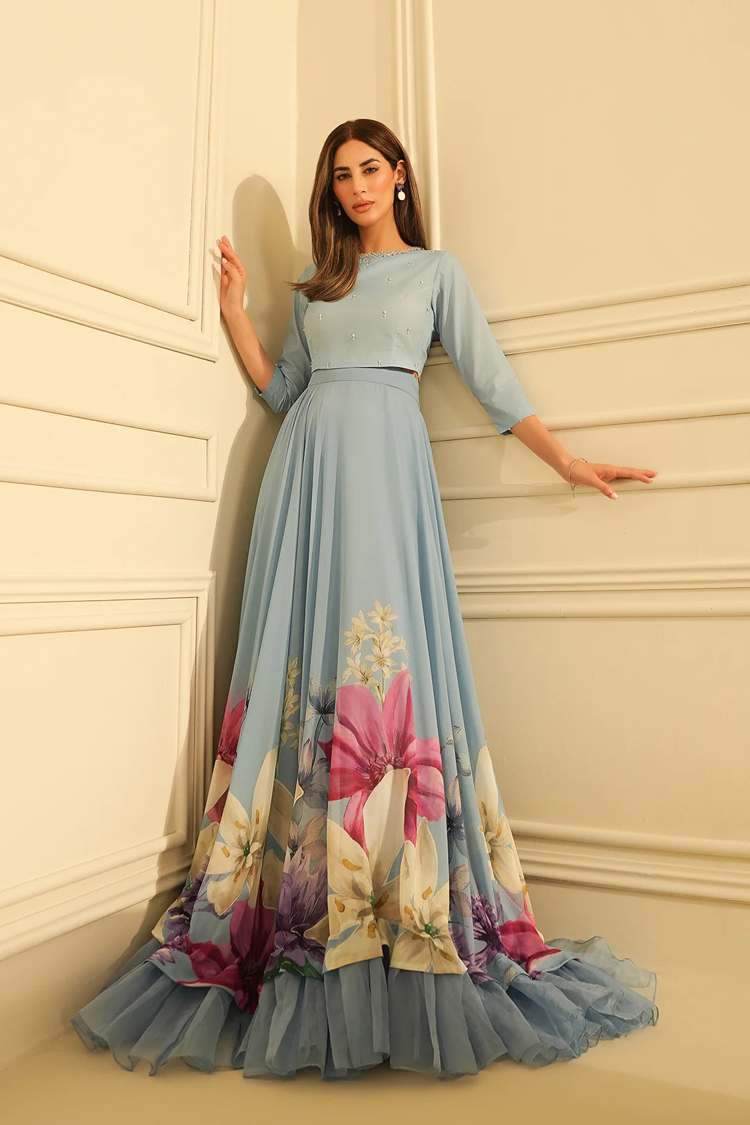 3 Piece Unstitched Soft and Flowy Silk Suit - Unstitched