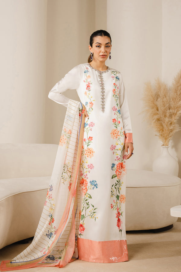 3 Pc Fully Silk Digital Printed Suit - Unstitched