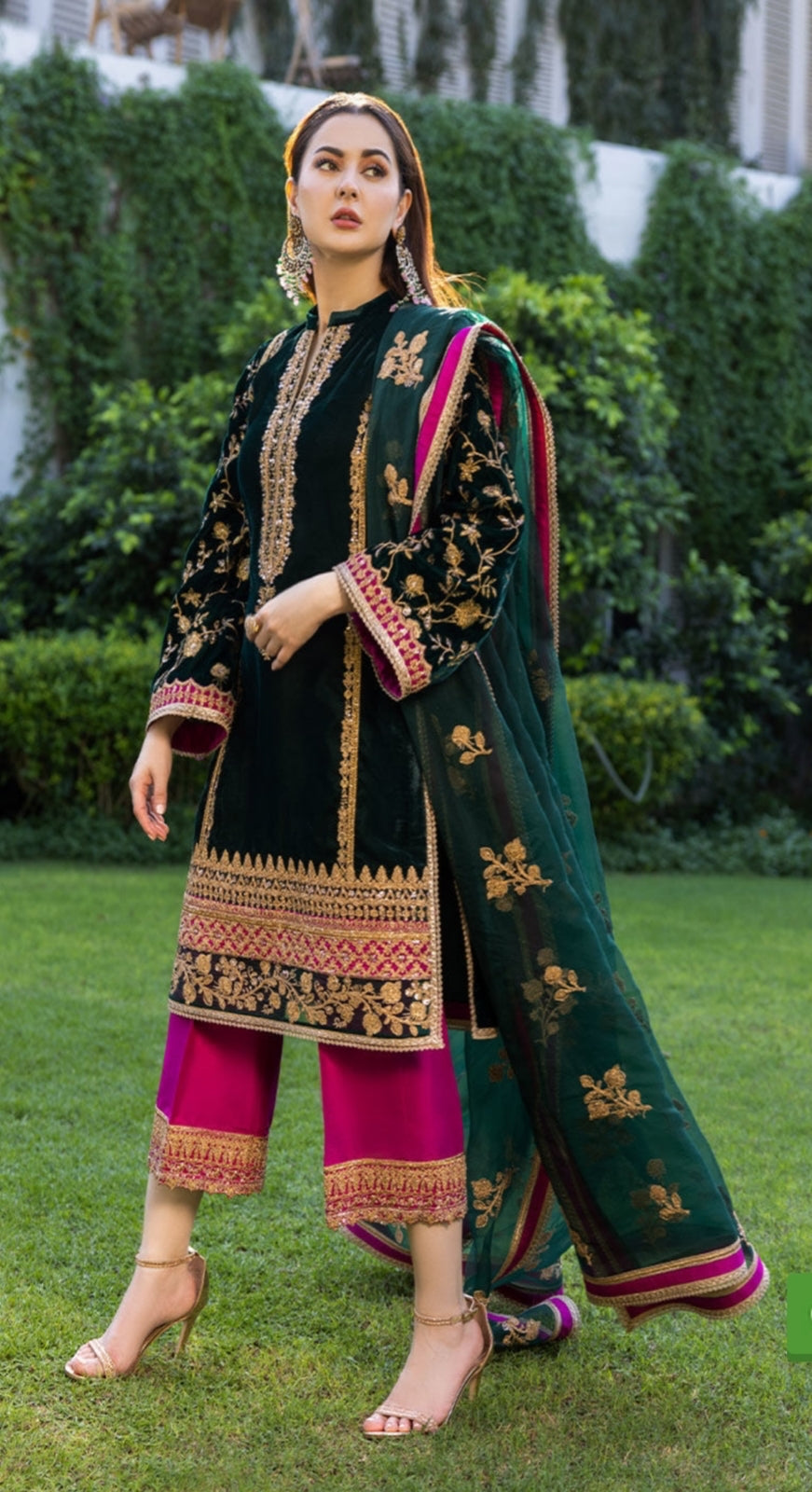 Heavy Embroidered Velvet 3-Piece Suit - Unstitched