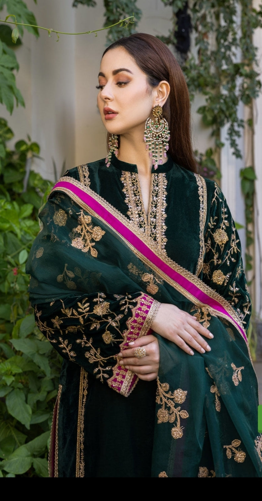 Heavy Embroidered Velvet 3-Piece Suit - Unstitched