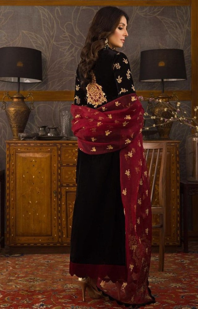 Embroidered Velvet 3-Piece Suit