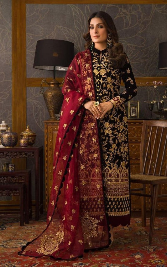 Embroidered Velvet 3-Piece Suit