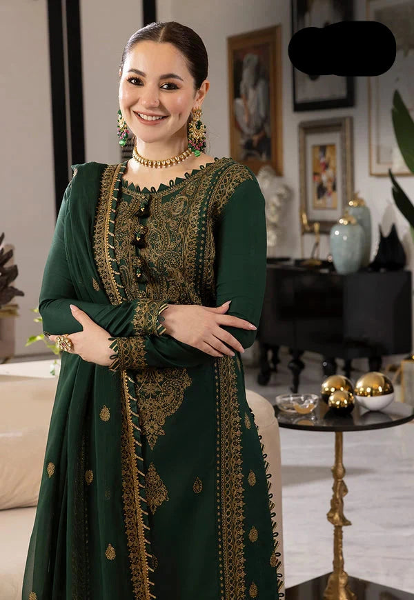 3 Piece Chiffon Heavy Embroidered Spangle Work Suit - Unstitched