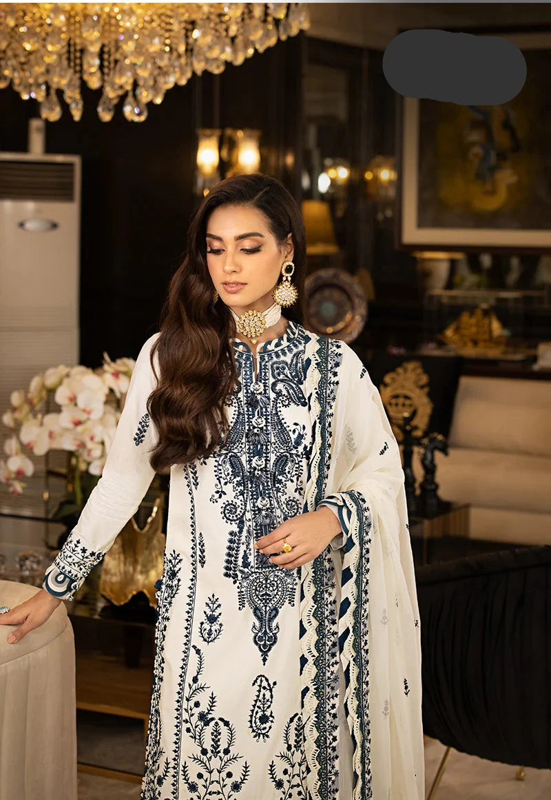 3 Piece Chiffon Heavy Embroidered Spengle Work Suit - Unstitched