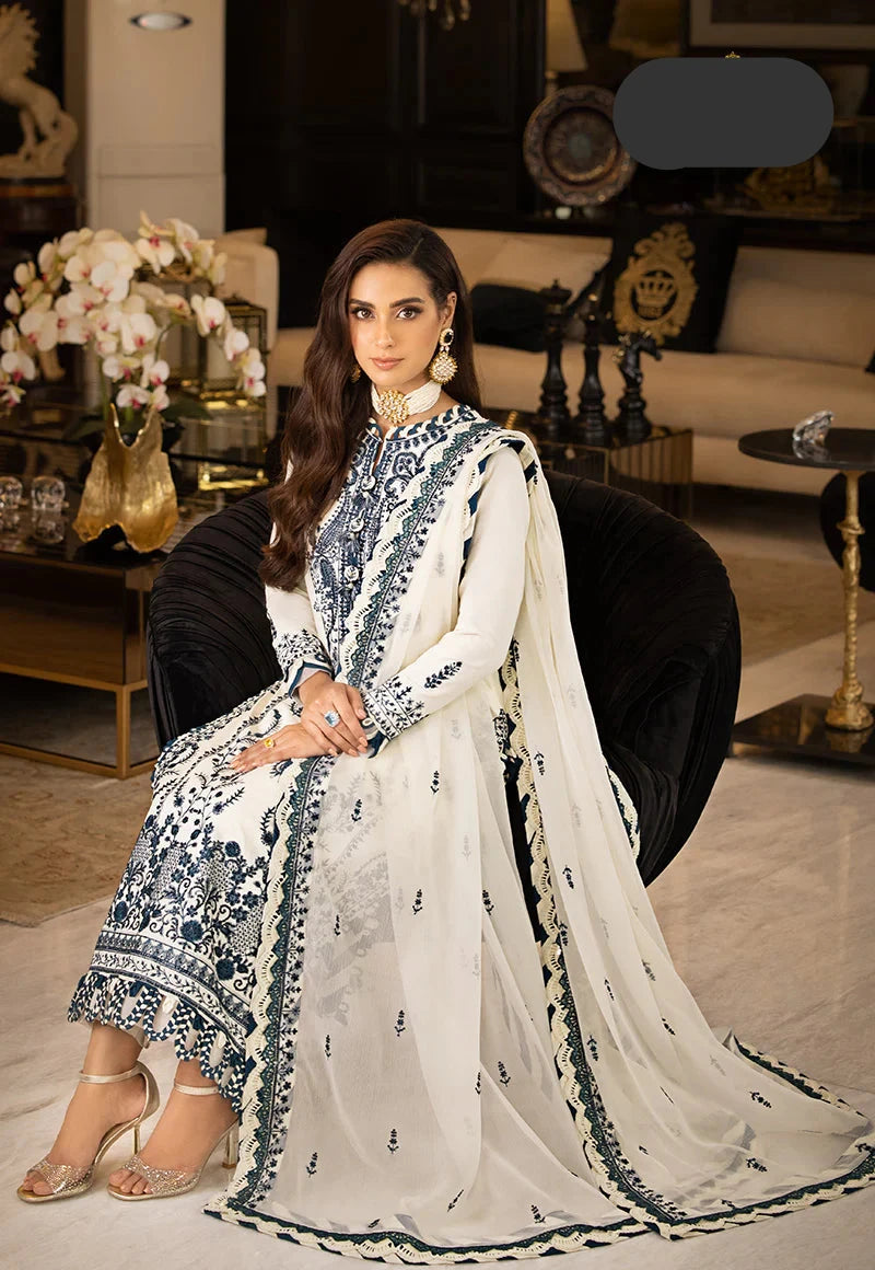 3 Piece Chiffon Heavy Embroidered Spengle Work Suit - Unstitched