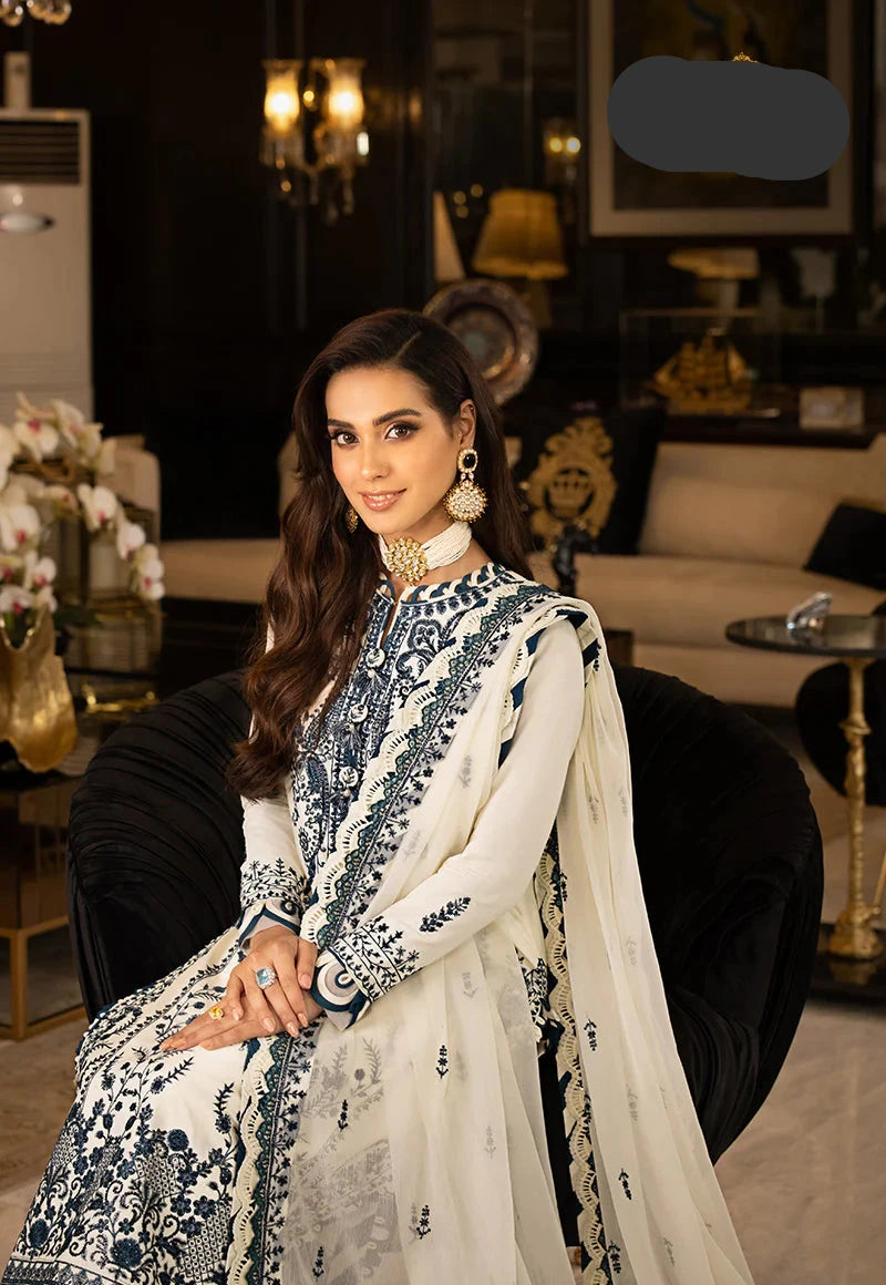 3 Piece Chiffon Heavy Embroidered Spengle Work Suit - Unstitched