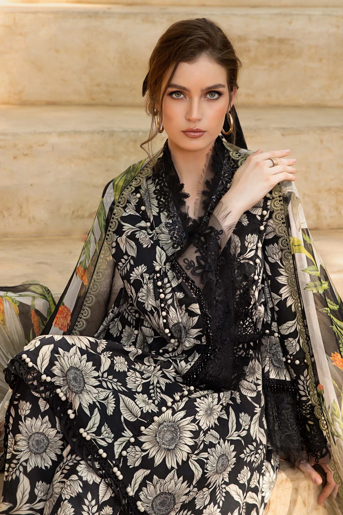 Digital Printed 3 Piece Lawn With Chiffon Dupatta Unstitched