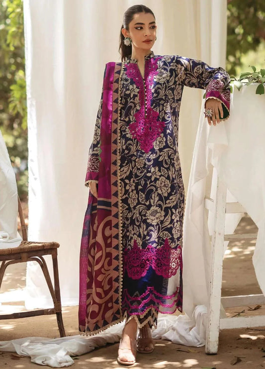 3 Piece Embroidered Lawn Suit with Chiffon Dupatta - Unstitched